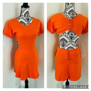 Free People Beach Women’s Orange 100% Cotton Short Sleeve Cutout Back Mini Dress